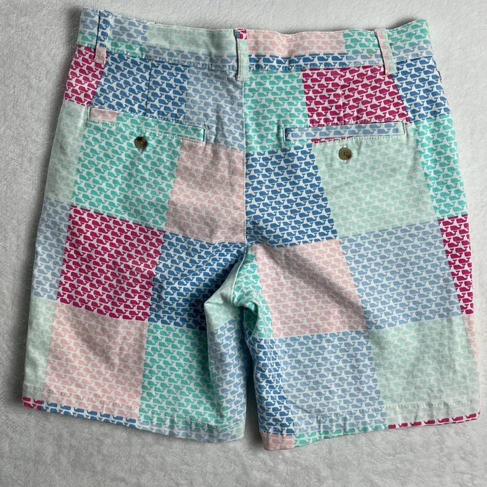 Vineyard Vines Whale Print Shorts M 8-10 Cotton Stretch Preppy